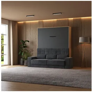 SMARTBett Schrankbett Schrankbett + SOFA Anthrazit M1 160x200 V Kaiserberg Eiche/Anthrazit (Schrankbett+ Sofa, 2-St., Schrankbett+ Sofa)