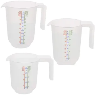 Messbecher 3er Set Kunststoff Meßkanne Meßbecher 3-teilig 1000 ml 500 ml 250 ml