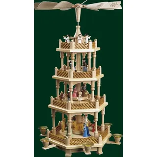 Richard Glässer GmbH Seiffen Weihnachtspyramide Tischpyramide Erzgebirge Richard Glässer Seiffen Seiffen 3-stöckig Christi Geburt bunt, 16723