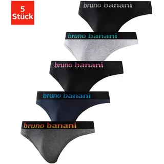 String, (Packung, 5 St.), mit Streifen Logo Webbund Bruno Banani navy-blau, schwarz-pink, grau-meliert-mint, anthrazit-meliert-gelb, schwarz-grau