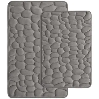 jianyana Memory Foam Badteppich 2-Teiliges Set Upgrade rutschfeste Badezimmermatten 40x60cm+50x80cm, Maschinenwaschbar Superweicher Badteppich Set