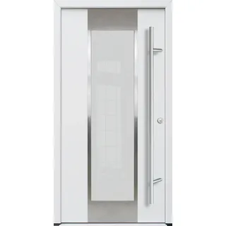 Krongart Haustür Hamburg HT68 - Stahl, 1000 x 2100 mm, DIN links nach innen öffnend, 3-fach Wärmeschutz, 3-fach Verriegelung Winkhaus, weiss