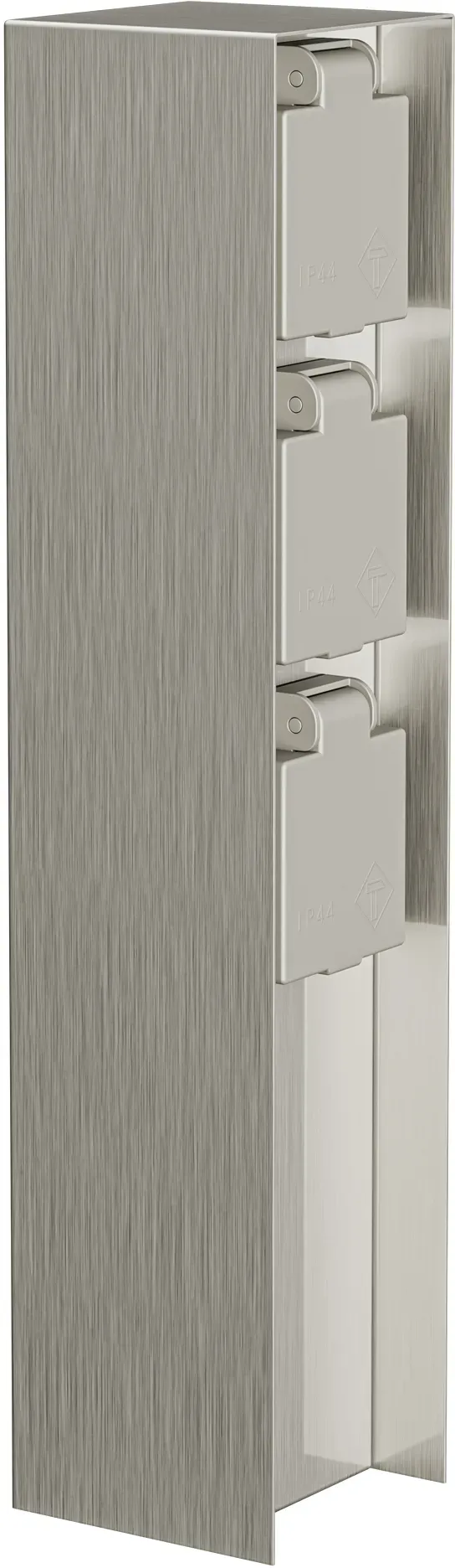 ledscom.de Garten Steckdosensäule POMI für außen, IP44, 3-fach, Edelstahl, edelstahl, eckig, 33 cm