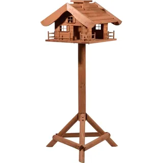 Dobar dobar® Vogelfutterhaus Almhütte - XL Vogelhaus im Hüttendesign - Vogelvilla aus Massivholz - Vogelfutterstation inklusive Ständer - Großer Futterspender - 66 x 66 x 136,5 cm Braun