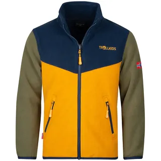 TROLLKIDS Oppdal Xt Jacke - Moss / Golden Yellow / Mystic Blue - 98 cm