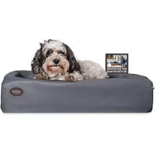 SABRO KUDDE Orthopädisches Hundebett – Martin Rütter – Hochwertiges Kunstleder – Waschbar & Wasserabweisend – Ergonomisch – Premium Haustierzubehör für Kleine Hunde S in Grau