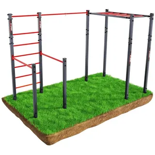 K-Sport K-Sport: Calesthenics Turnstange für den Garten I Reckstange Garten bis 150 kg belastbar I Wetterfeste Kraftstation mit Barren, Sprossenwand, Klimmzugstange & Hangelleiter I Made in EU