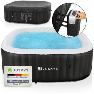 Juskys Whirlpool Palmira für bis zu 6 Personen - Outdoor Indoor Pool aufblasbar - eckig - Schwarz