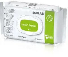 ECOLAB Incidin OxyWipe Reinigungs- und Desinfektionstücher 3116140 , 1 Packung = 100 Tücher, Maße: 20 x 20 cm