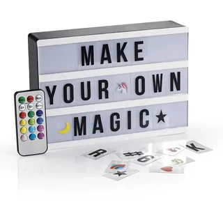 EasyMaxx LED-Leuchtkasten [A5] - 173 Buchstaben, | 150 Emojis und austauschbaren Zahlen und Symbolen | Mit Timerfunktion