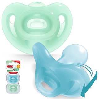 NUK Sensitive Schnuller | 0–6 Monate | 100 % Silikon für zarte Haut | BPA-frei | blau & grün | 2 Stück