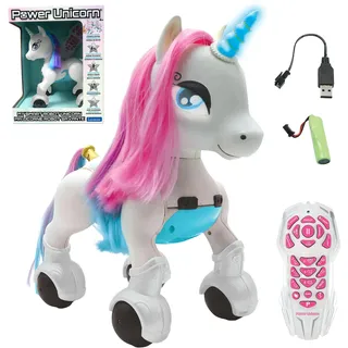 Lexibook Power Unicorn® Mein Roboterhund zum Trainieren Programmierbarer Roboter mit Fernbedienung, Dressurfunktion, Gestensteuerung, Tanz, Musik, Lichteffekte, wiederaufladbar UNI01