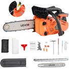 VEVOR 25-cc-Benzin-Kettensäge, Motorsäge 305 mm, 1,02-PS-Säge mit rutschfestem Griff, zwei Kraftstofftanks und Not-Aus-Funktion, max. 12000 U/min, zum Holzfällen, Baumbeschneiden und Roden