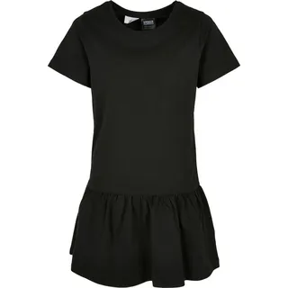 URBAN CLASSICS Mädchen Kleid Girls Valance Tee Dress, Sommer Volantkleid für Mädchen, Kurzarm, black, 122/128