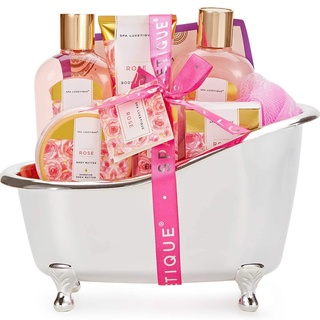 spa luxetique Wellness Set für Frauen - 8tlg Rosenduft Bade Geschenkset für Frauen, Muttertagsgeschenk, Weihnachtsgeschenke, für Frauen