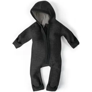 Ehrenkind Overall Walkoverall Baby aus Merino Schurwolle mit Reißverschluss (Anthrazit, Gr. 50-56) Wollwalk Overall Baby 50/56 schwarz 50/56