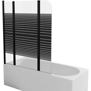 Marwell Badewannenfaltwand MARWELL White Vital chrom - 3-flg, 145x140cm - Kunststoff gefrostet in weiß - Duschabtrennung mit Handtuchhalter - Weiß/Transparent