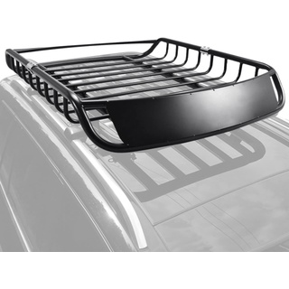 GYMAX Dachkorb Auto, Dachgepäckträger Dachträger aus Eisen, Gepäckkorb Gepäckträger Universal, 120 x 98 x 16,5 cm, Schwarz