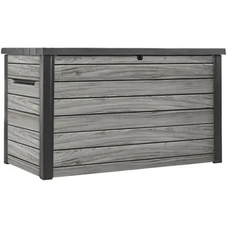 Keter Gartenbox "Ontario" 870L in Holzoptik 147x83x86 cm mit Gasdruckfedern, Wasserfest, abschließbar grau