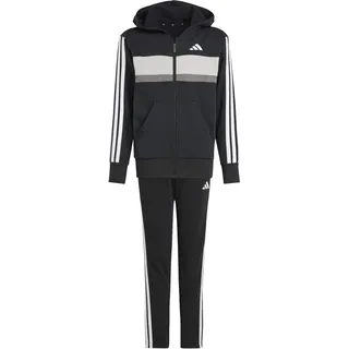 adidas Seasonal Essentials Tiberio 3-Streifen Fleece Trainingsanzug Black / White / Grey Two 140