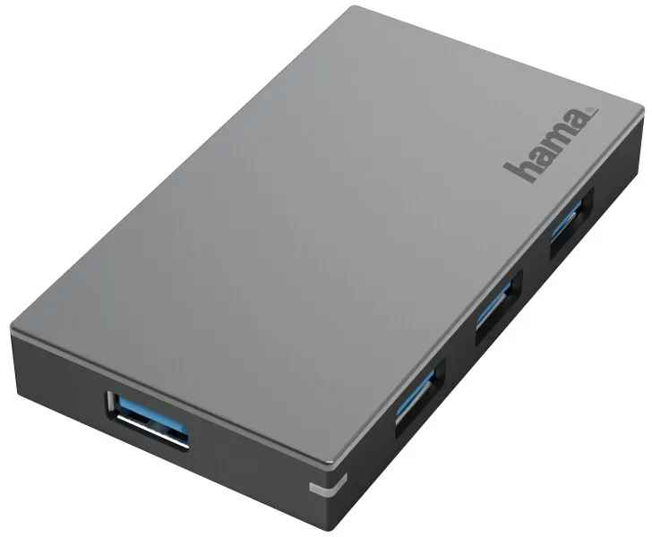 Hama USB Hub 4 Ports mit Netzteil (4X USB-A, Super-Speed Datenübertragung mit bis zu 5 Gbps, Schnellladen bis zu 1,5A, USB 3.0 Multiport Adapter, USB Adapter 4in1 für Büro, Homeoffice, unterwegs)