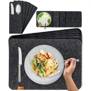 MIQIO 18 er Set Tischsets 6 Platzsets, Bestecktaschen Glasuntersetzer,