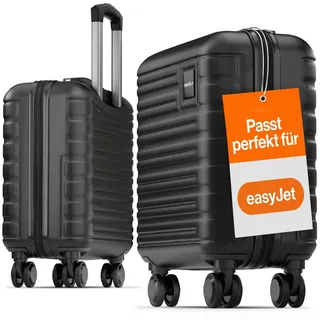 Travely Premium Handgepäck Koffer 45x36x20cm - passend für Ryanair, Lufthansa, Eurowings und co. I 32L Handgepäck Koffer mit sanften Rollen, Reisekoffer, Nachtschwarz