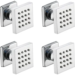 SXLSZ 4 Pcs Seitenbrausen Dusche 2 Zoll Massagedüse Messing Seitenbrause Brause Einstellbar Seitenbrause Dusche Wandbrause Wanddüse Regenbrause Shower Dusche Jet,Chrome