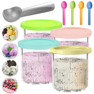 BlingBin Eiseimer Eisbehälter Speiseeis Aufbewahrungsbehälter Hausgemachte Eiscreme, für Nc500 Nc501 Ninja- Creami Serie Eiscreme-Maschinen,BPA-frei blau|gelb|grün|rosa Ø 13.4 cm x 12.4 cm