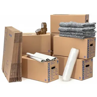 Kk Verpackungen - Umzugsset 2-3 Zimmer Wohnung Umzugskartons Packseide Luftpolsterfolie Klebeband Umzugsdecken