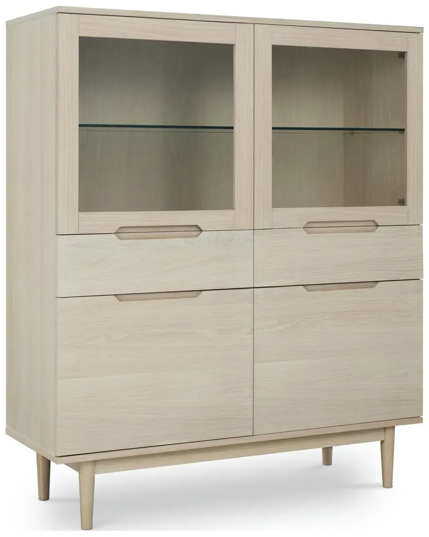 Highboard Enimeta Eiche Whitewash 146 cm - 4 Türen, 2 Schubladen, LED & Soft-Close