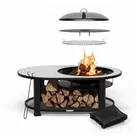 blumfeldt Feuerschale Merano Round L, (Set, Set), Garten Grill Tisch Funkenschutz Feuerkorb Feuerstelle Outdoor weiß