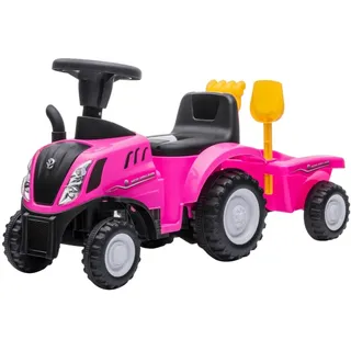 Bandits & Angels Bobbycar Rutschauto New Holland Traktor mit Anhänger ab 1 Jahr – mit funktionierenden Scheinwerfern – Kinderfahrzeug blau – Bobbycar für Jungen – New Holland (Rosa)
