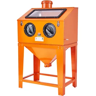 VEVOR 90 Gallonen Sandstrahlkabine mit 1,8 Gallonen Staubsammelsystem 40-120 PSI Sandstrahlkabine mit Ständer Hochleistungs-Sandstrahler mit Strahlpistole und 4 Düsen zum Entfernen von Farbe und Rost