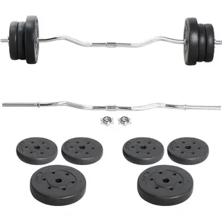 Yaheetech Langhantel 25 kg SZ Curlset Hantel-Set schwarz