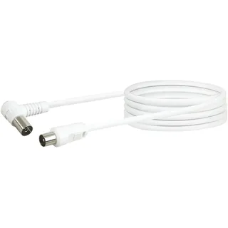 Schwaiger Anschlusskabel 75 dB, 3,0m, weiß, IEC Stecker > 90° IEC Winkelbuchse, 2-Fach Schirmung, 75 Ohm, digital, HDTV, DVB-C/DVB-T2