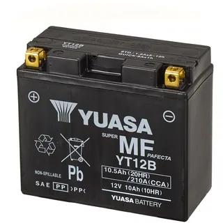 YUASA YT12B 12V 210 CCA Wartungsfreie AGM-VRLA-Motorradbatterie, Schwarz