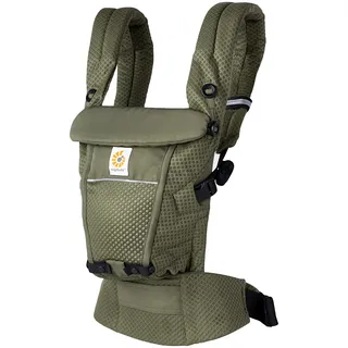 Ergobaby Adapt Babytrage für Neugeborene ab Geburt, 3-Positionen SoftFlex Mesh Ergonomische Babybauchtrage Rückentrage Baby-Tragetasche, Olive Green