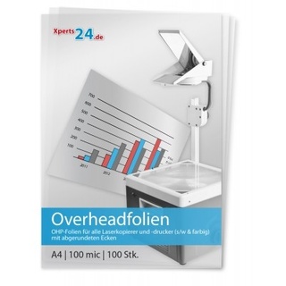 Overhead-Folien für Laserkopierer und -drucker s/w und farbig A4 , abgerundet...