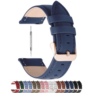 Fullmosa Uhrenarmband 18mm, Cross Serie Echtes Lederarmband Damen für Garmin Venu 2s Armband/Vivoactive 4s/3s armband, Smartwatch Armbänder mit Edelstahl Schließe, 18mm Dunkelblau + Roségold Schnalle