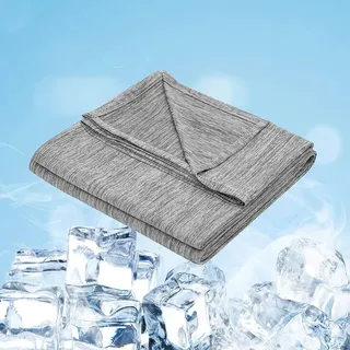 Woltu Sommerdecke Selbstkühlende Decke Mikrofaser Arc-Chill, Kühldecke mit Q-Max>0.45, Kühl und Hautfreundlich, weiche Sofadecke Reisedecke 150 ... - Grau