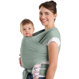 Laleni Tragetuch Baby neugeboren bis 15 kg aus weicher Baumwolle - Babytrage Neugeborene ab Geburt - OEKO-TEX zertifiziertes Tragetuch Kleinkind - Wickeltuch Baby mit 5,10 m Länge - Babytuch in Grün