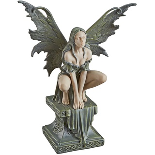 Design Toscano Kleine keltische Elfe Gefährlicher Absprung Statue, Kunstharz, Braun, 7.5 x 19 x 24 cm