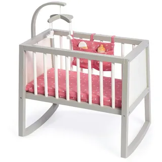 Musterkind Puppenwiege Viola, Grau, Weiß, Altrosa, Holz, Textil, Holzwerkstoff, 39x70x56 cm, EN 71, CE, Spielzeug, Puppen & Puppenzubehör, Puppen