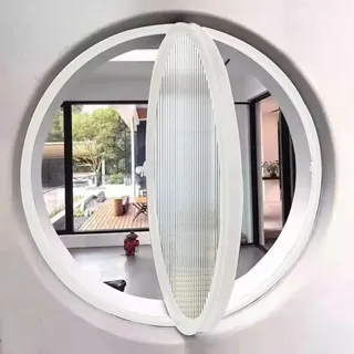 TWHZSAI Drehbares rundes Fenster aus Aluminiumlegierung, Bullauge-Fenster aus gehärtetem Glas zur Wandtion mit Griff, Flügelfenster zur Wohntion in der Küche, Weiß 1,40 cm