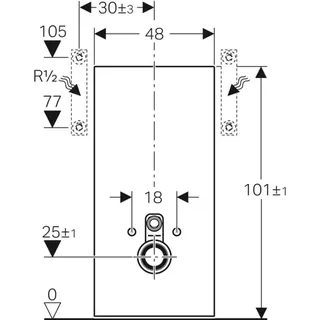 Geberit Monolith Sanitärmodul für Wand-WC, 101cm, Wasseranschluss seitlich, mit Anschlussstutzen, 131022JK5