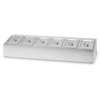 Vertes Zutatenbehälter 6 x 1/6 GN Gastronorm, Edelstahl, 100mm Tief, Rostfrei, Kratzfest, Temperaturbeständig von -40° bis 300°C, für Bain Marie und Gastronomie