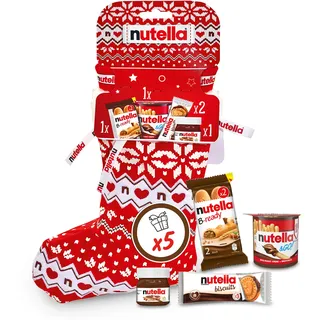Ferrero nutella Winterstiefel 2025 - ein festlich dekorierter Stiefel mit beliebten Nutella-Snacks - Geschenk zu Weihnachten, Nikolausgeschenk - Weihnachtsdeko & Adventsgeschenk für Familie & Freunde - 209 g
