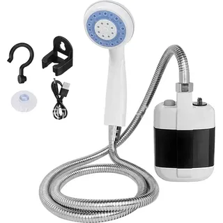 LIBERRWAY Campingdusche mit Pumpe, Camping Dusche Set mit Wiederaufladbarer Akku, 2m Duscheschlauch Outdoor Dusche für Garten Strand Camping Reisen Autowäsche, Mobile Dusche Schwarz
