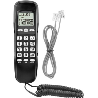Festnetztelefon, Wandtelefon Hotel ID für Eingehende Anrufer LCD-Anzeige Festnetztelefon DTMF/FSK Dual-Anrufer-ID Desktop-schnurgebundenes Telefon (Schwarz)
